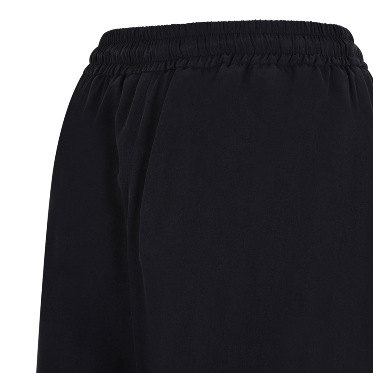 Navy Blue Wide-Leg Washed Silk Trousers