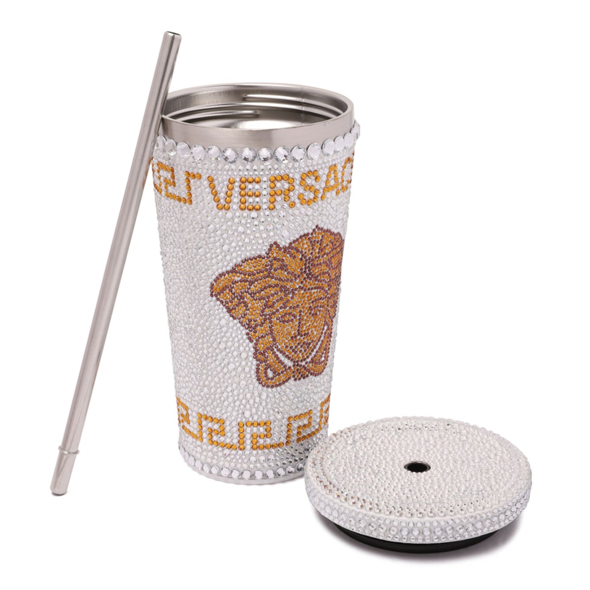 White Travel Cup With Medusa Crystals