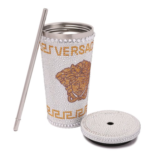 White Travel Cup With Medusa Crystals