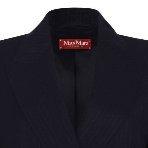 Studio Blue Double-Breasted Flannel Blazer