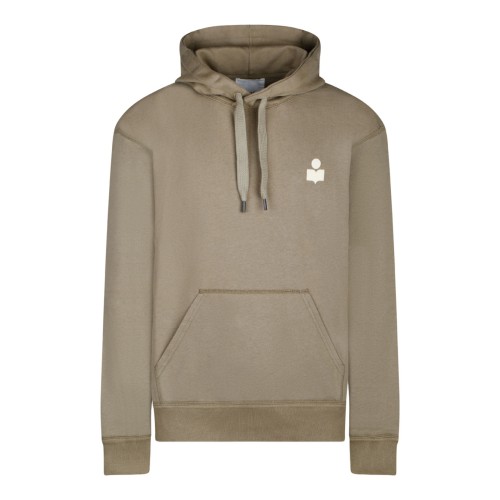 Marant Khaki and Ecru Drawstring Hoodie