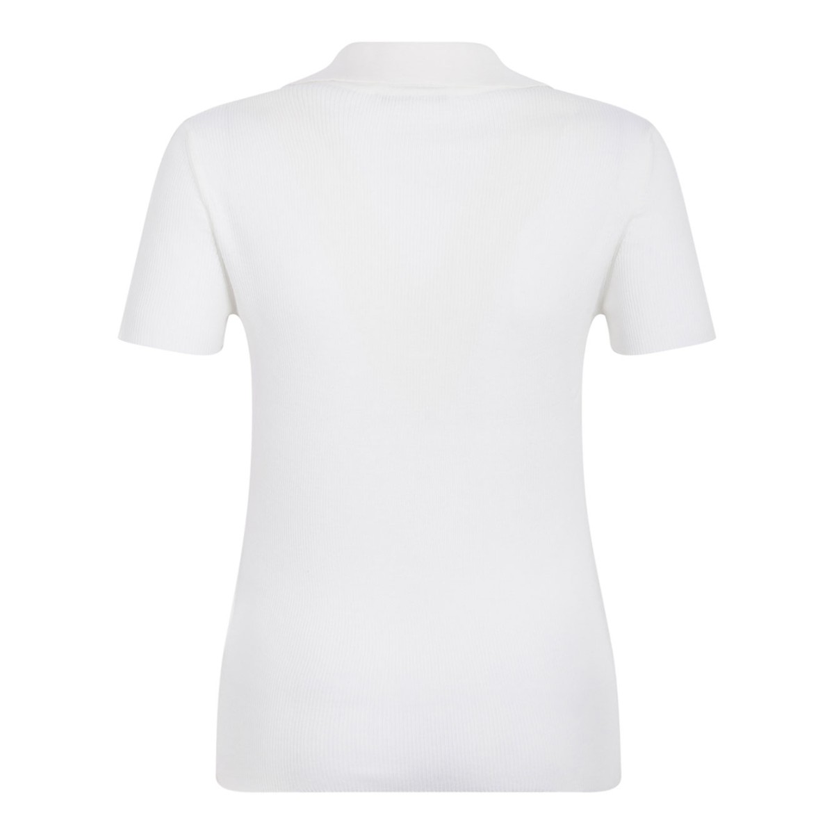 White Ribbed Wool Polo Shirt