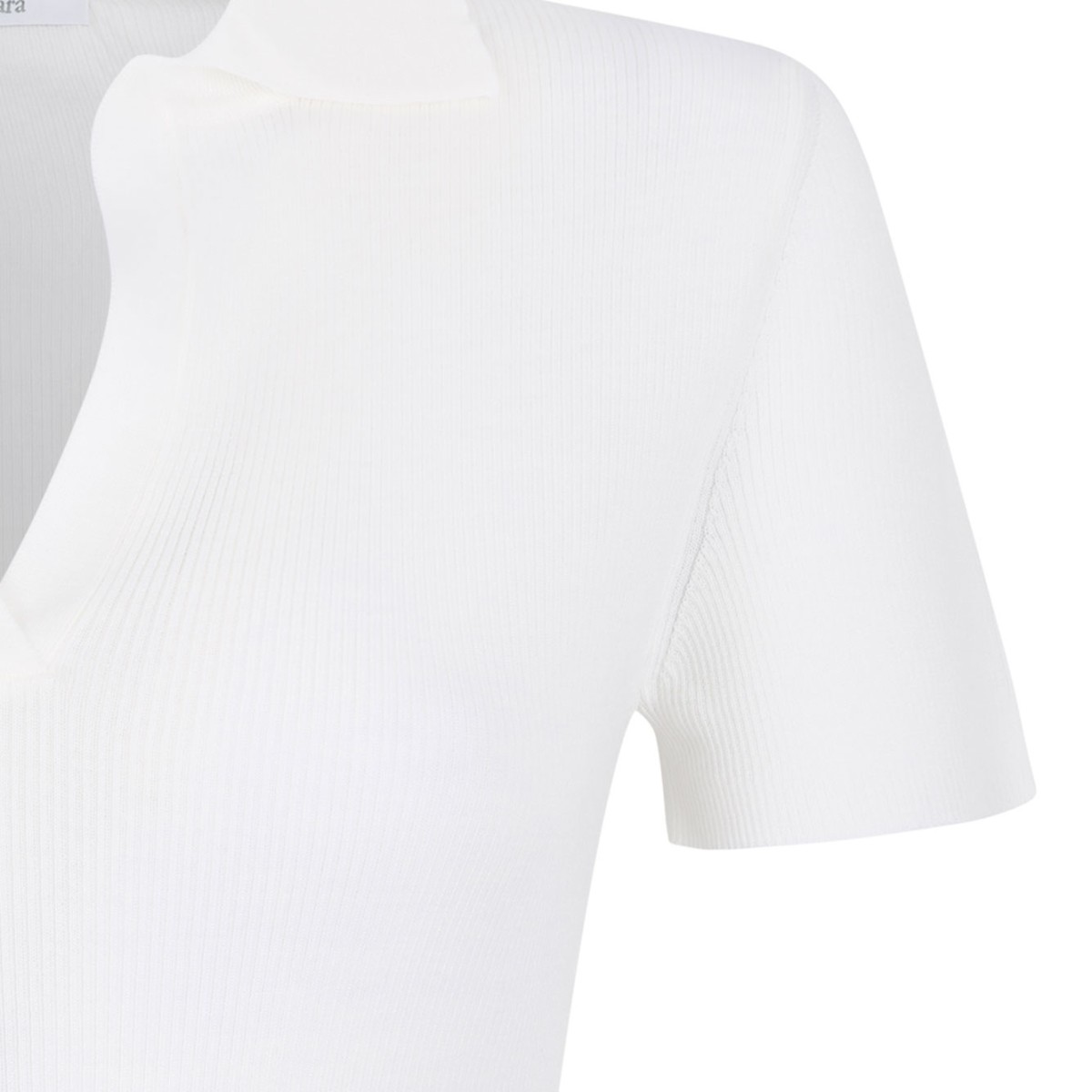 White Ribbed Wool Polo Shirt