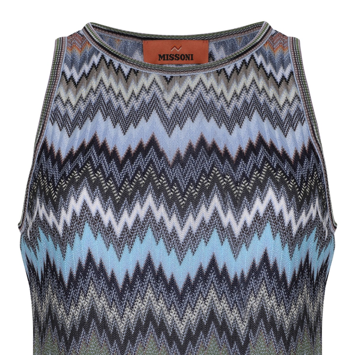 Multicolour Sleeveless Top In Chevron Viscose With Snake Motif