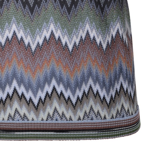 Multicolour Sleeveless Top In Chevron Viscose With Snake Motif