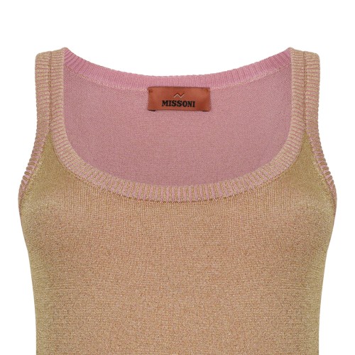Rose Gold Lame Viscose Tank Top