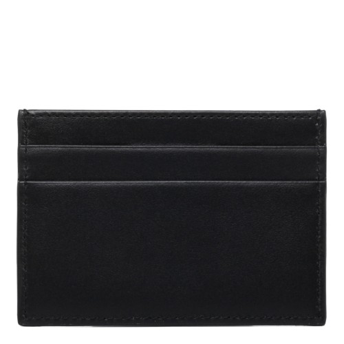 Dolce & Gabbana Black Calf Leather Logo Plaque Cardholder