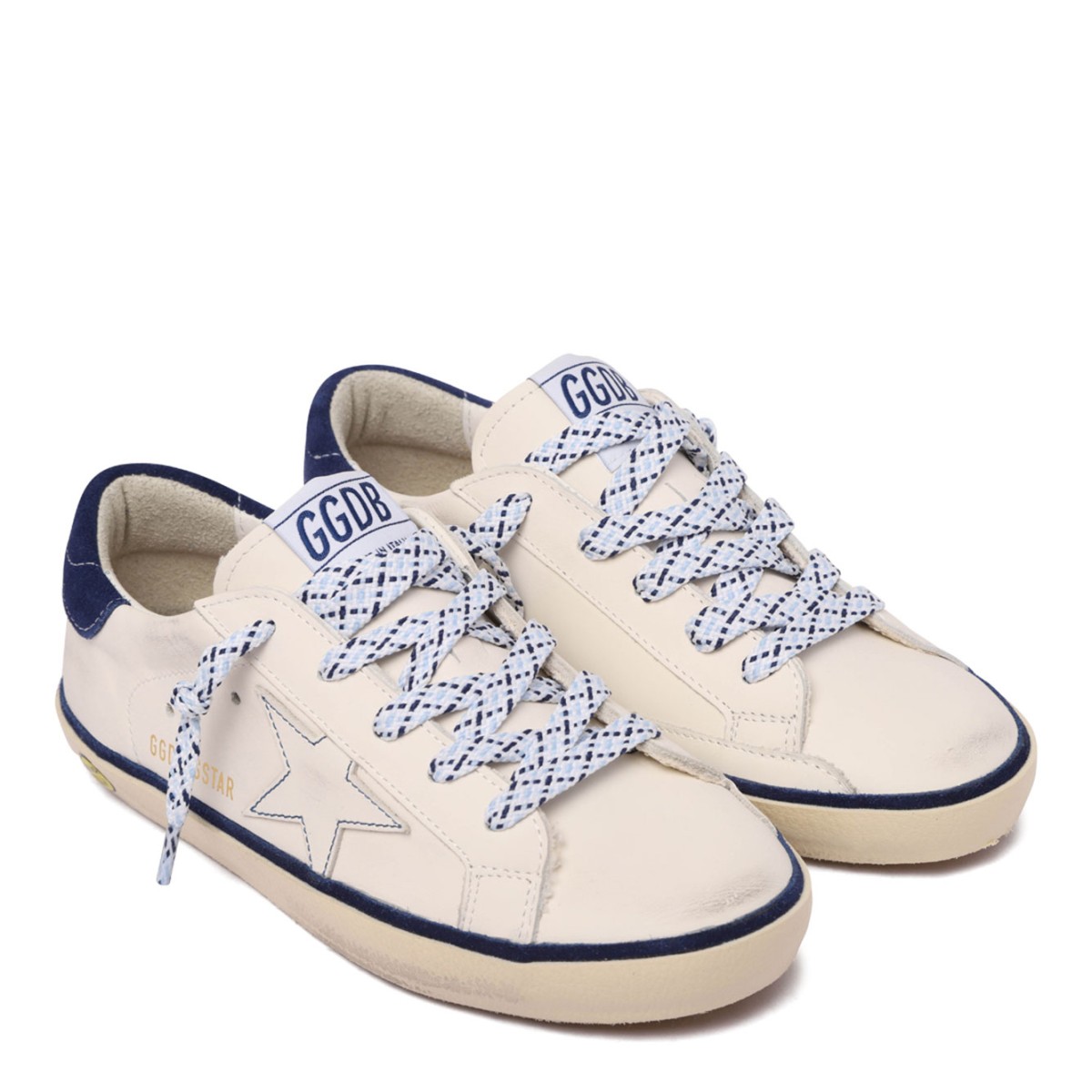 White and Blue Superstar Sneakers