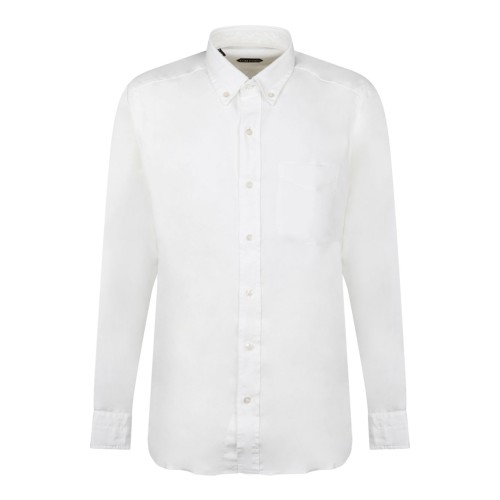 White Long Sleeves Lyocell Shirt