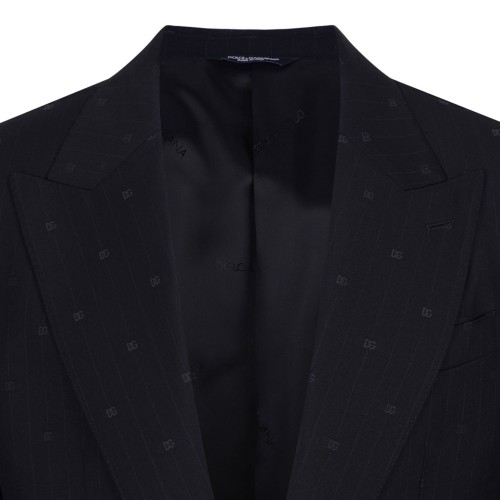 Black Double-Breasted Mikado Shantung Silk Suit