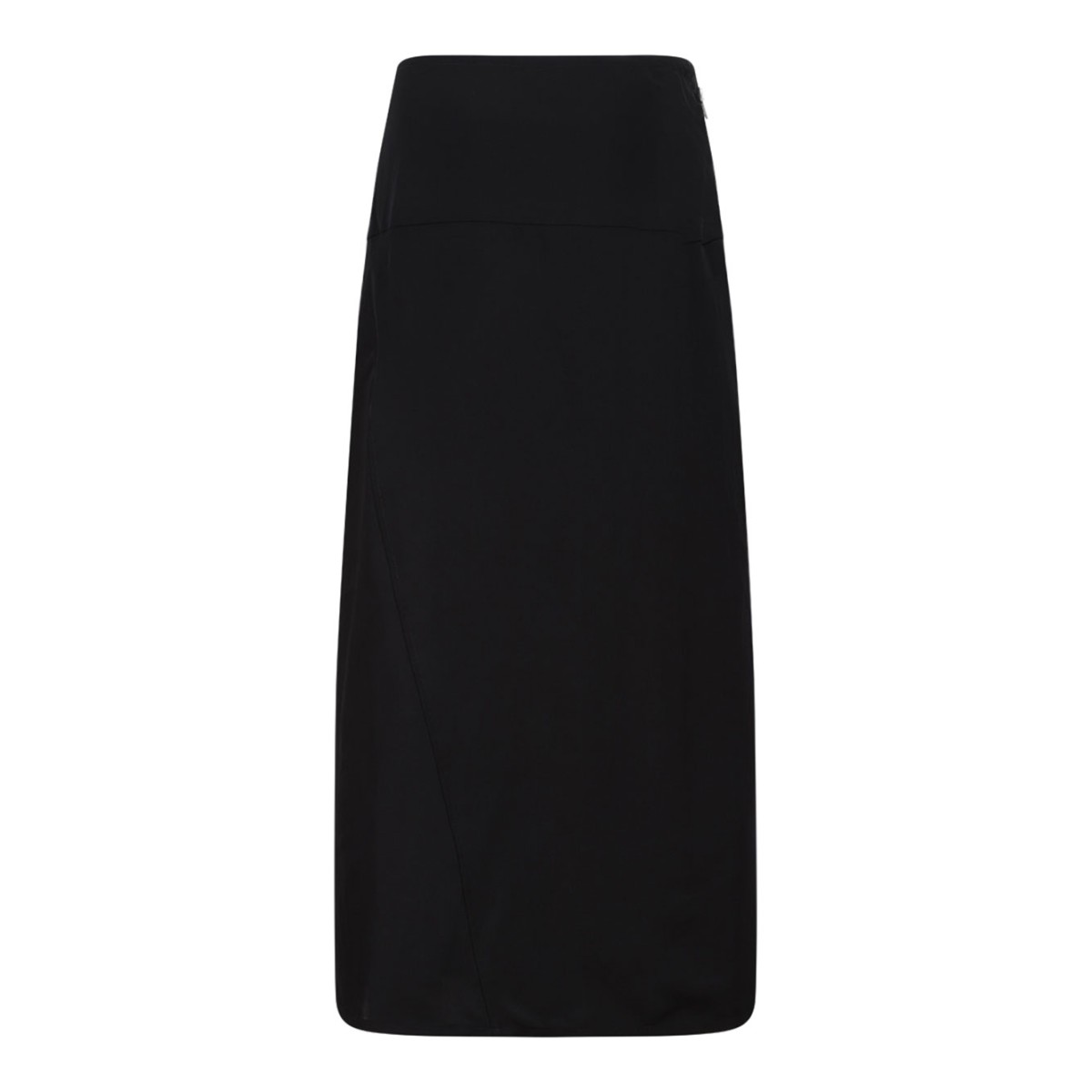 Black Off-Centre Zip-Fastening Midi Skirt
