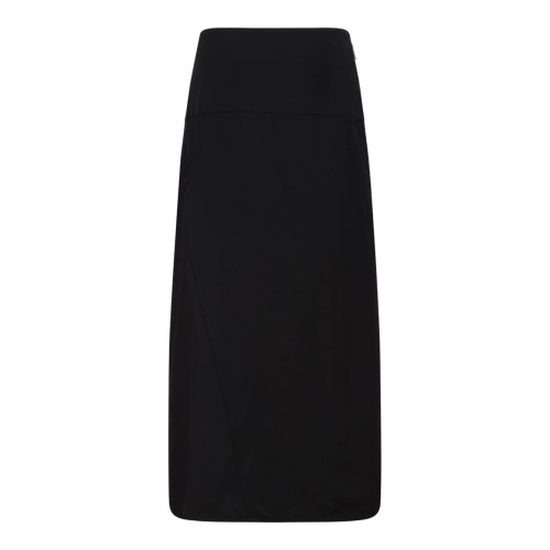 Black Off-Centre Zip-Fastening Midi Skirt