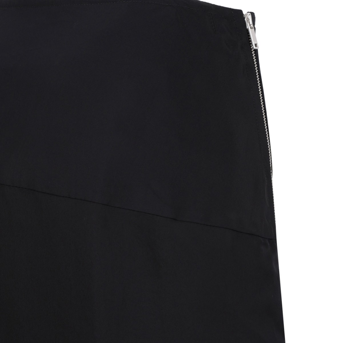 Black Off-Centre Zip-Fastening Midi Skirt