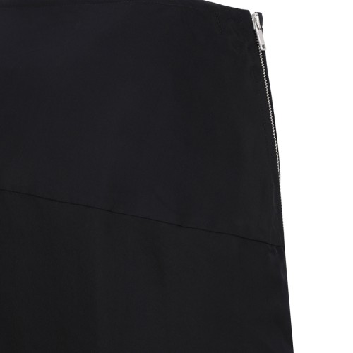 Black Off-Centre Zip-Fastening Midi Skirt