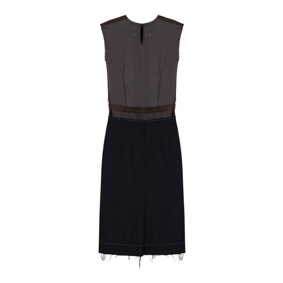 Blue and Chocolate Panelled Midi Dress