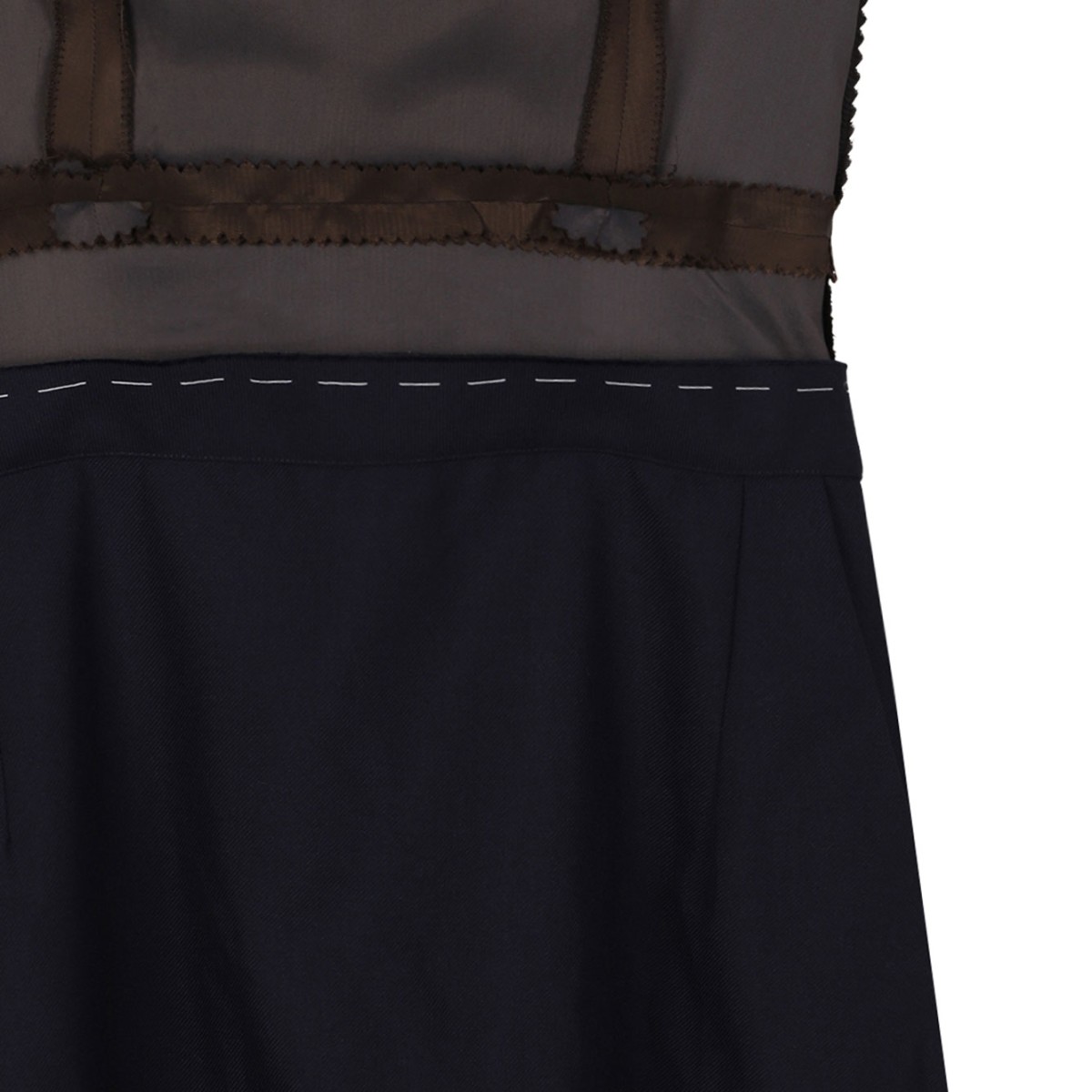 Blue and Chocolate Panelled Midi Dress