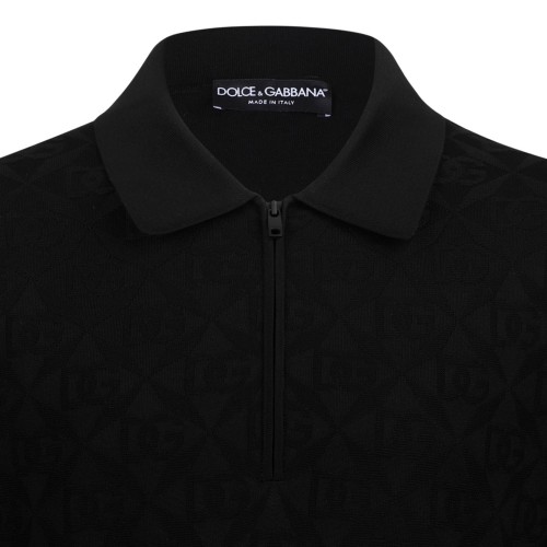 Black Logo Jacquard Polo Shirt