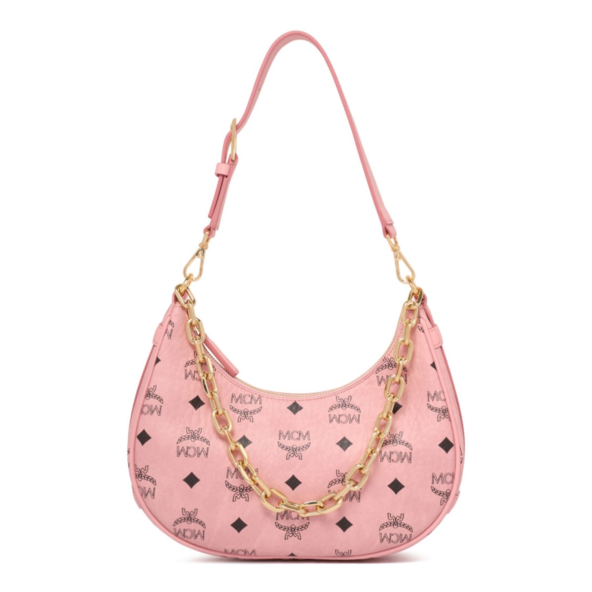 Light Pink Monogram Print Shoulder Bag