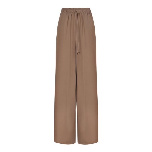 Hazelnut Wide-Leg Washed Silk Trousers