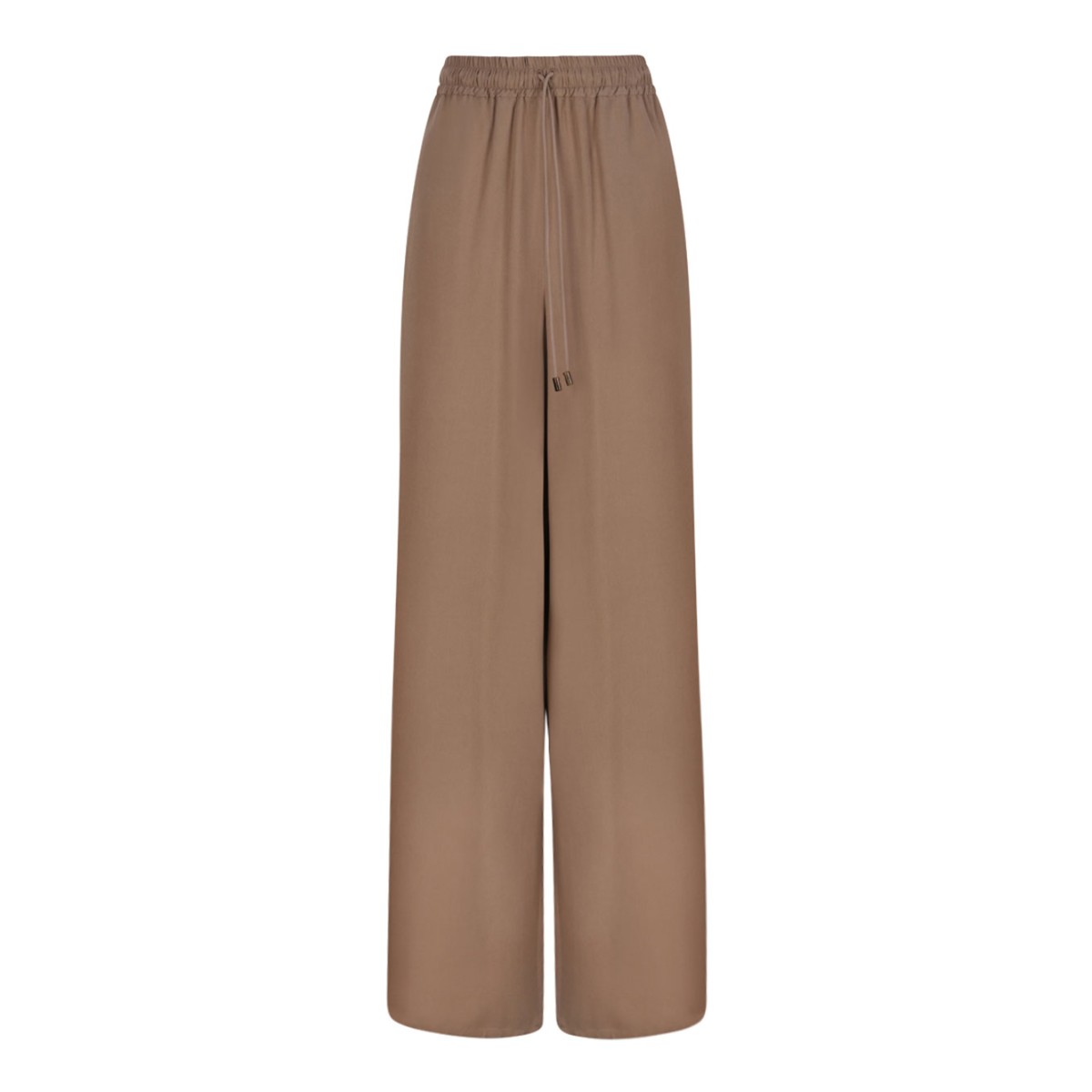 Hazelnut Wide-Leg Washed Silk Trousers
