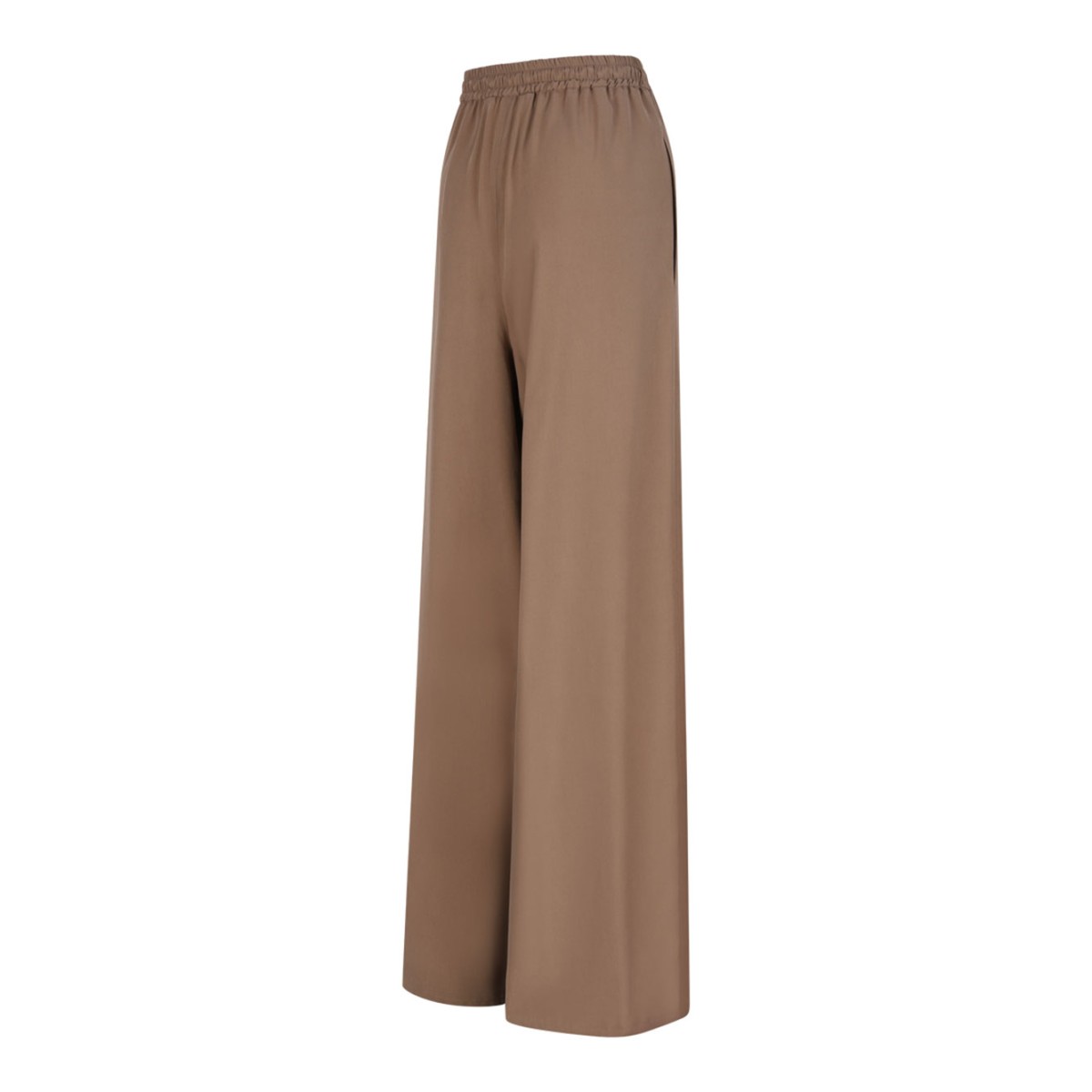 Hazelnut Wide-Leg Washed Silk Trousers