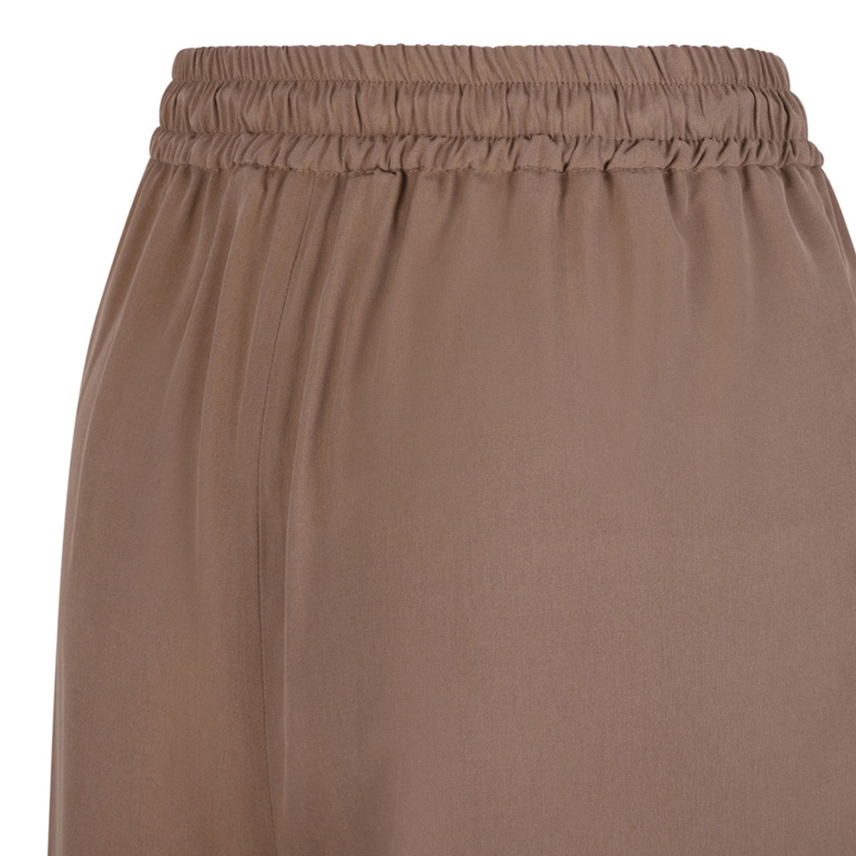 Hazelnut Wide-Leg Washed Silk Trousers