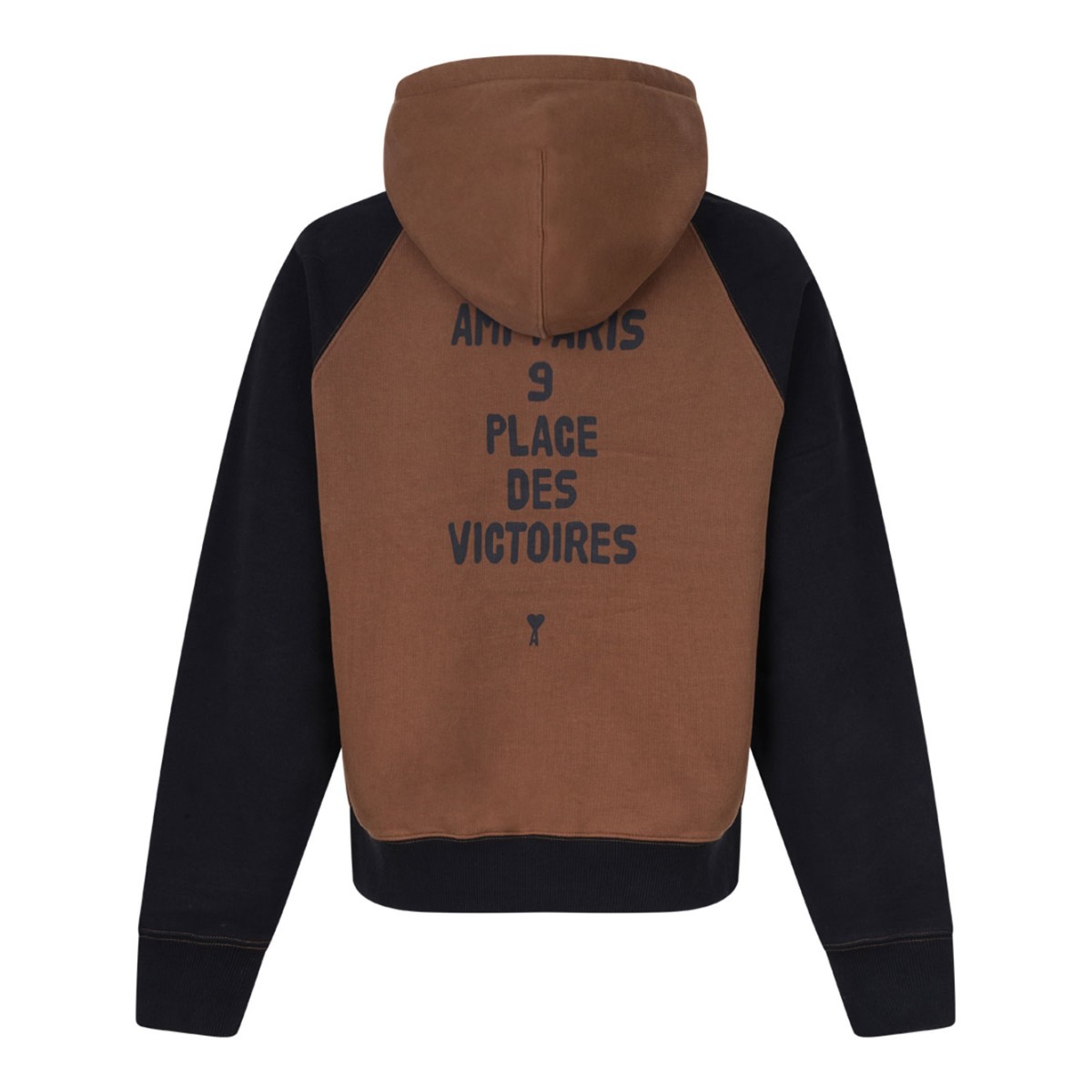 Brown Raglan-Sleeve Embroidered Hoodie