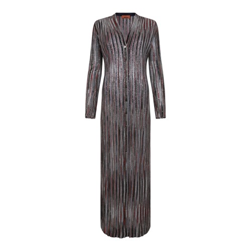 Multicolour Ribbed Viscose Blend Cardigan With Sequins