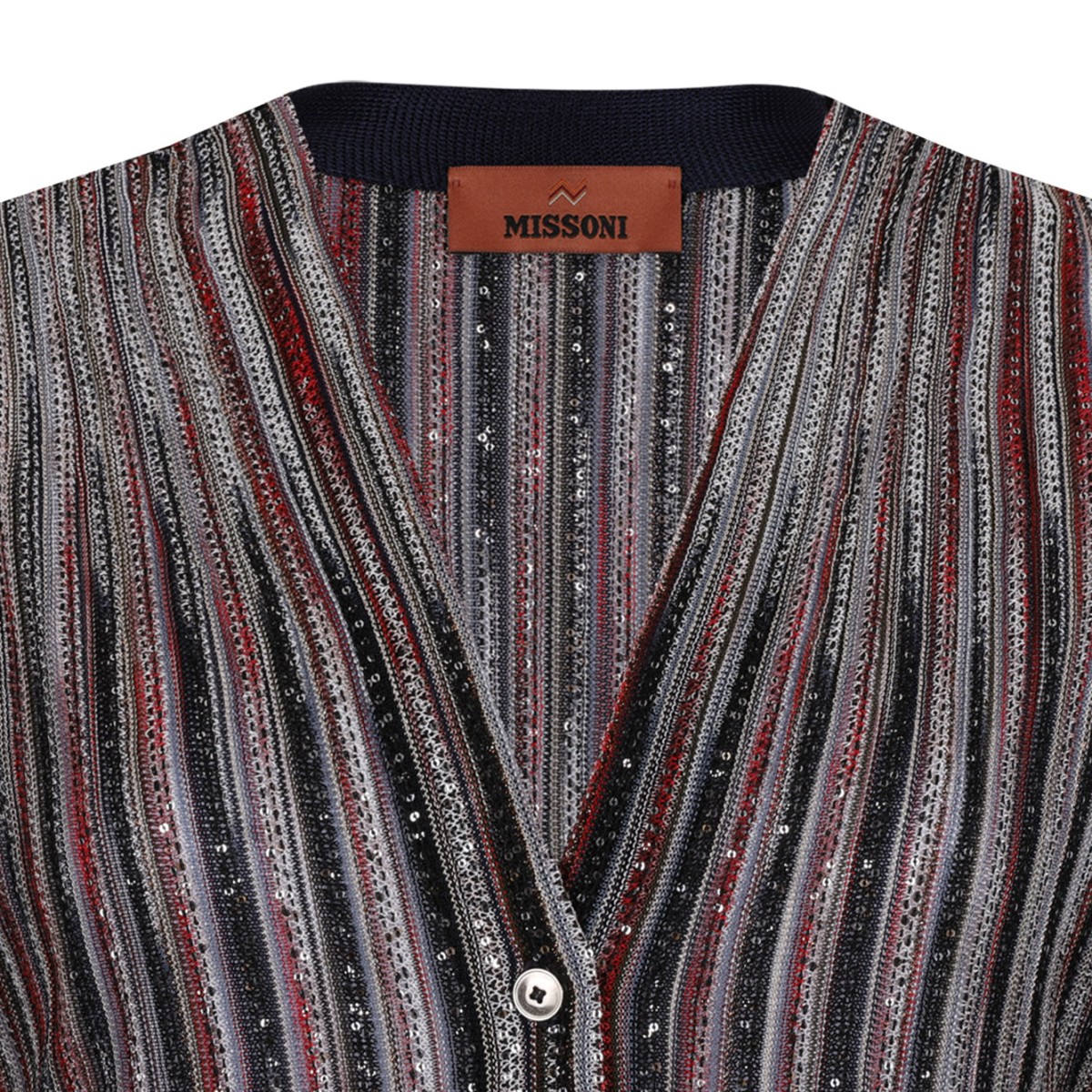 Multicolour Ribbed Viscose Blend Cardigan With Sequins