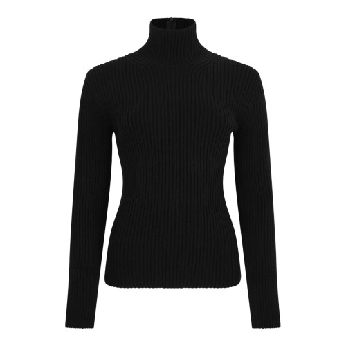 Black Ribbed Wool And Cashmere Turtleneck