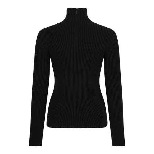 Black Ribbed Wool And Cashmere Turtleneck