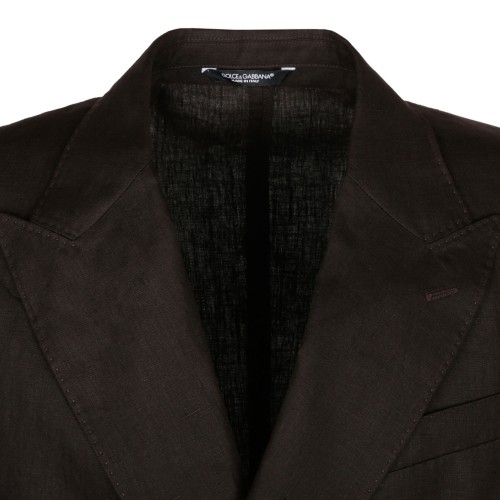 Brown Linen Double Breasted Blazer