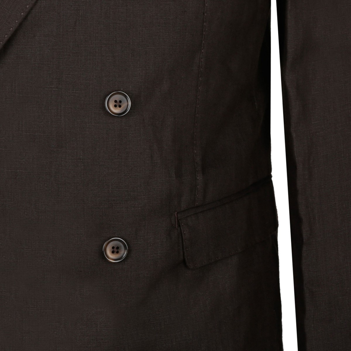 Brown Linen Double Breasted Blazer