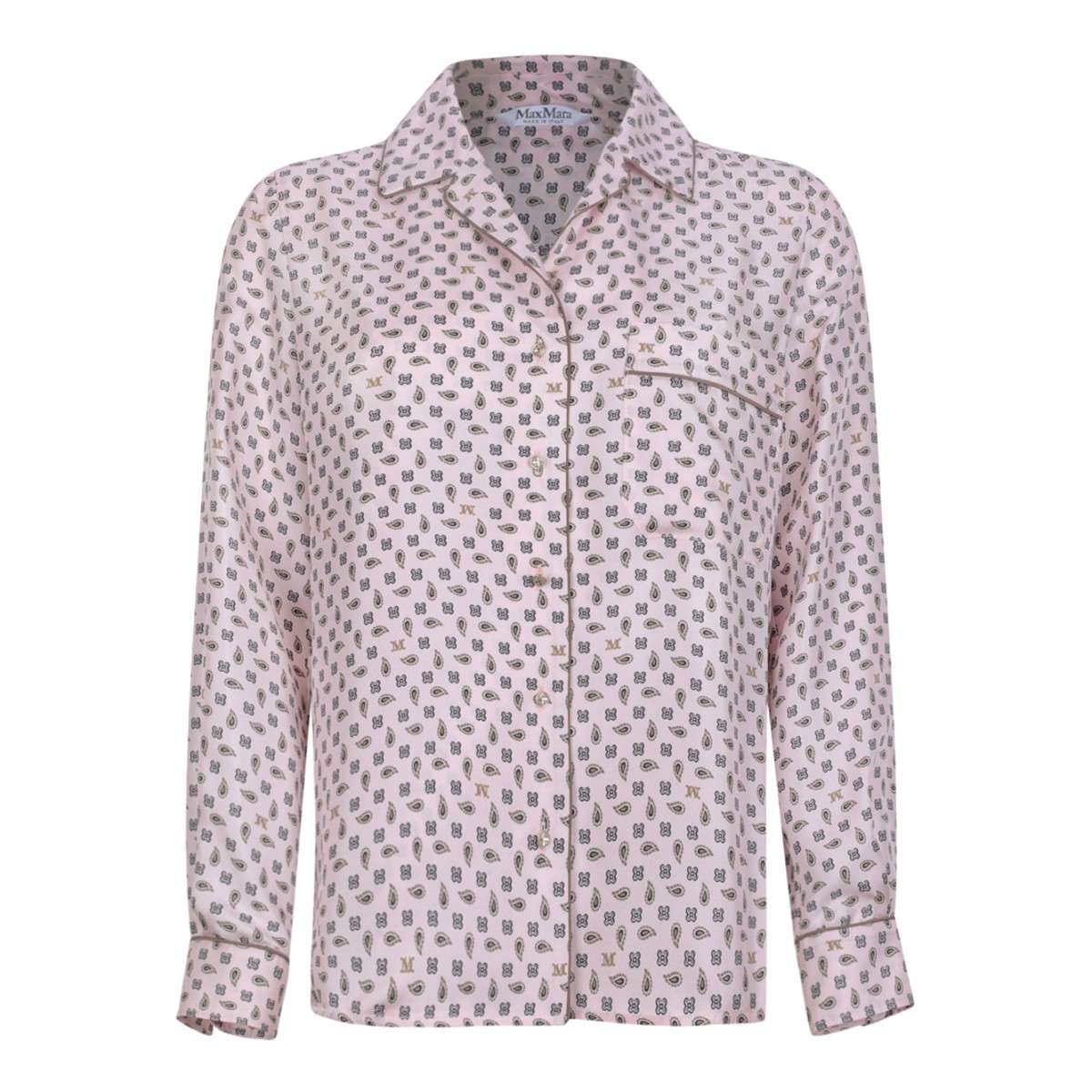 Pink Semi-Fitted Printed Silk Shirt