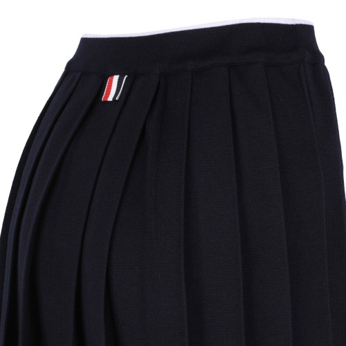 Navy Blue Full Needle Pleated Skirt