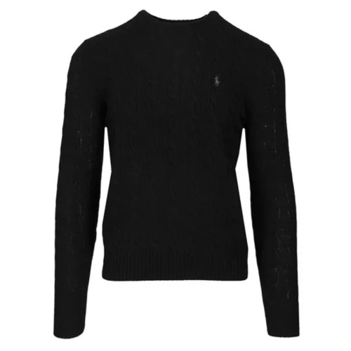 Black Wool Sweater With Embroidery Logo