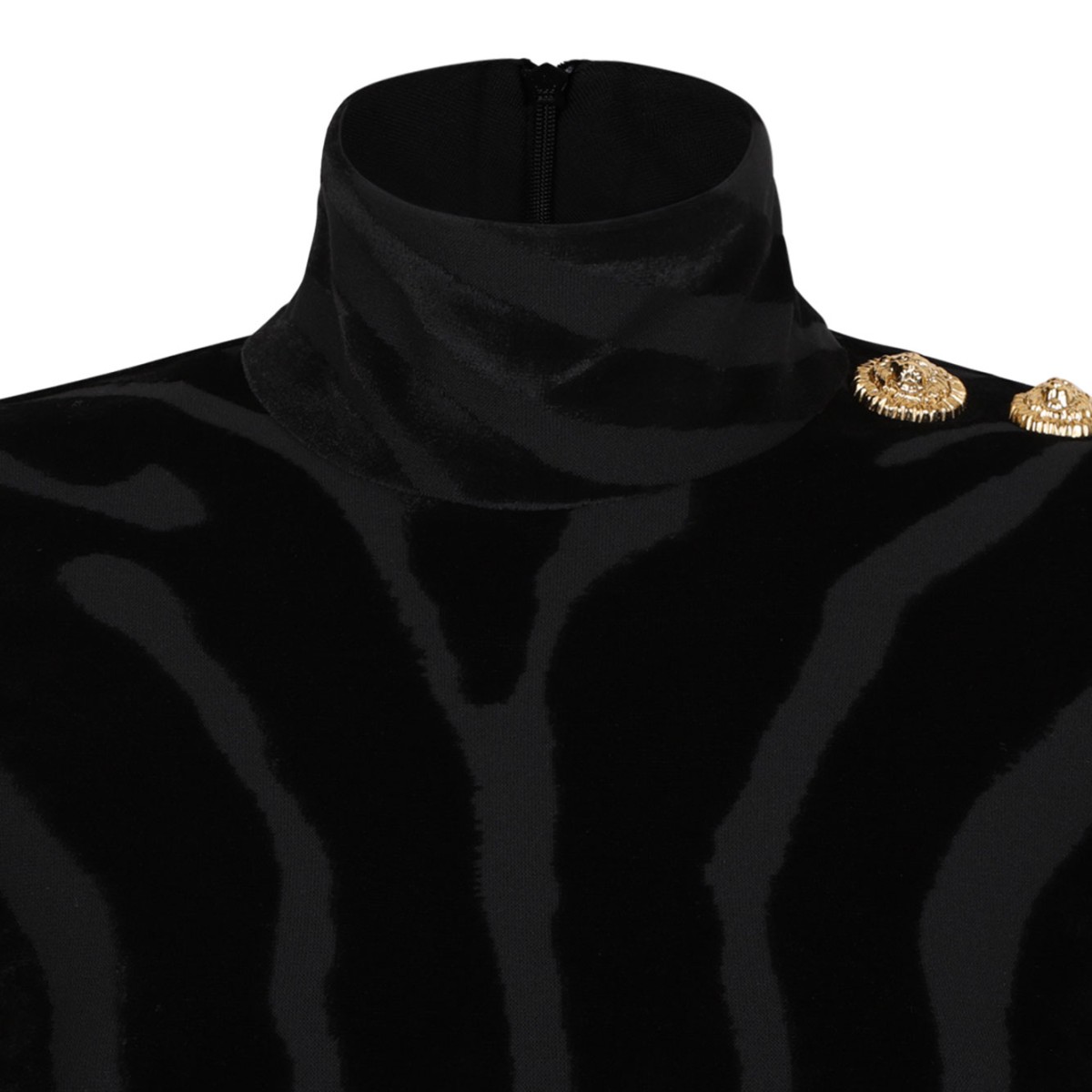 Black Printed Button Top