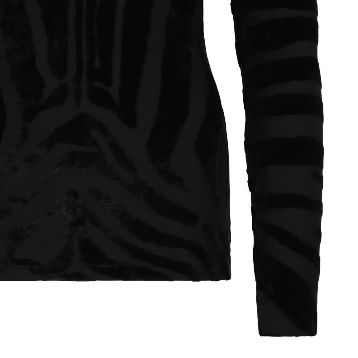 Black Printed Button Top