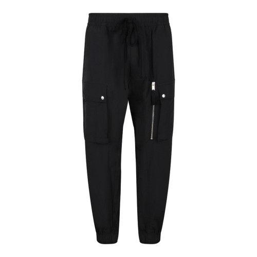 Black Elasticated Waist Cargo Trousers