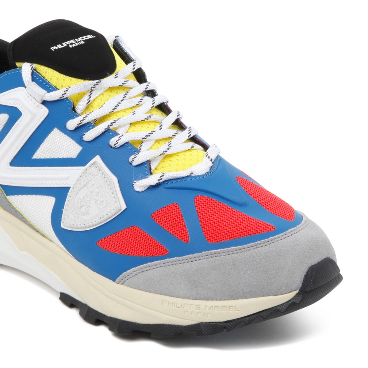 White and Multicolour Panelled Low Top Sneakers