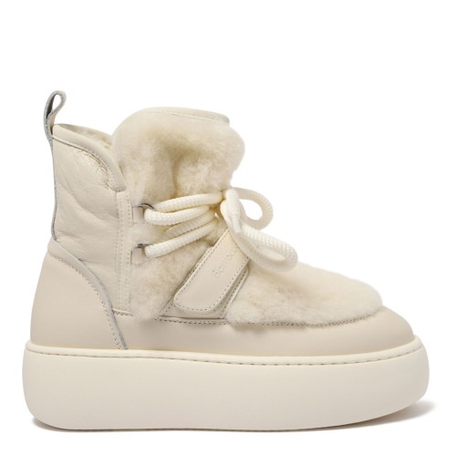 Beige Shearling Platform Boots