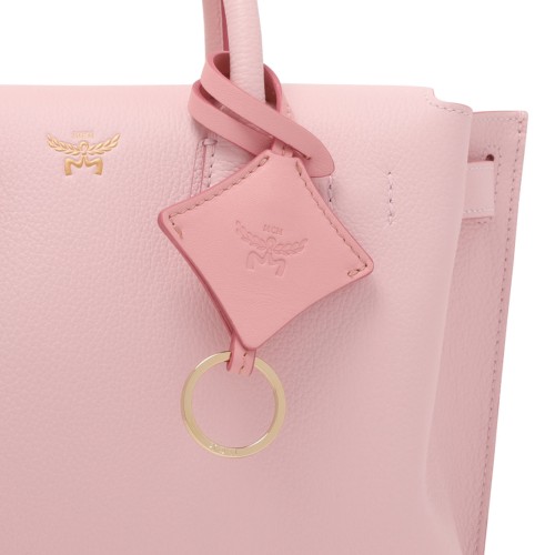 Pink Leather Tote Bag