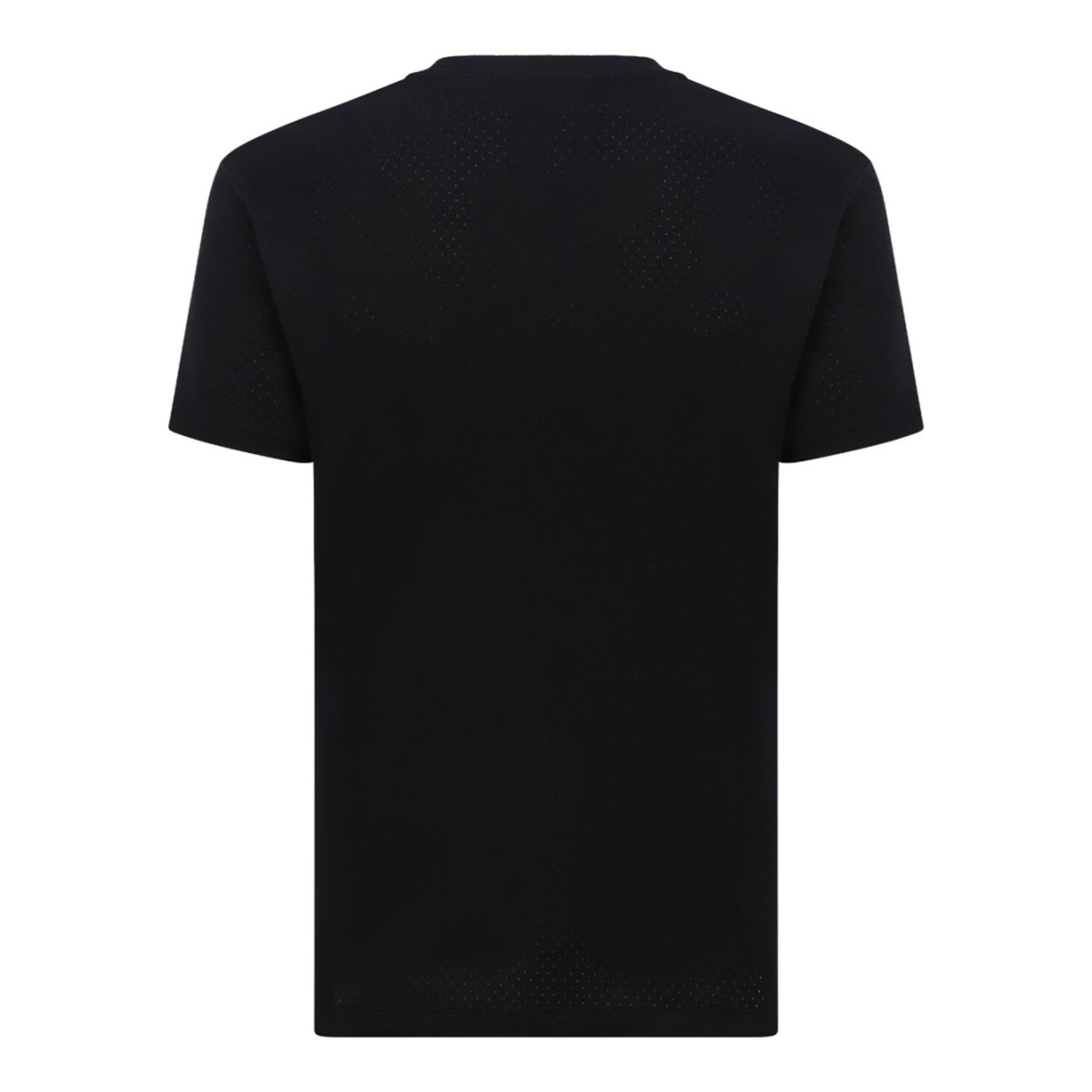 Black Perforated Rib SS Crew Neck T-Shirt