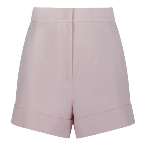 Light Pink High-Waisted Shorts With Rolled Hems