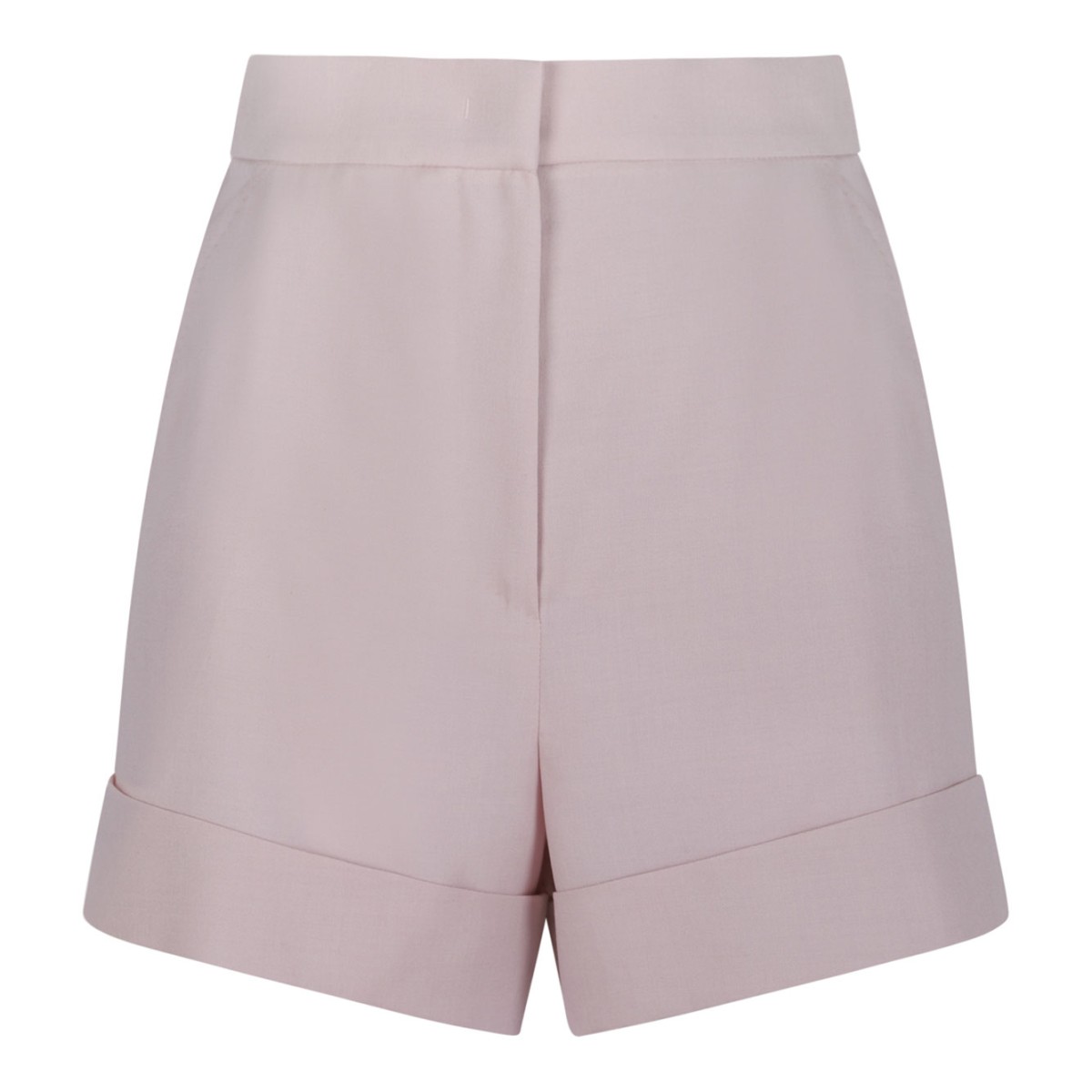 Light Pink High-Waisted Shorts With Rolled Hems