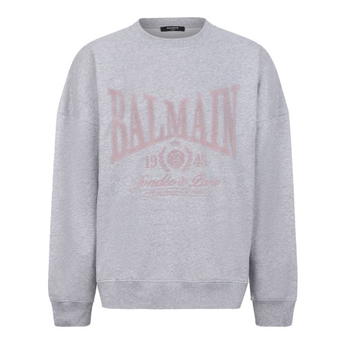 Light Grey Cotton Sweatshirt With Logo Print