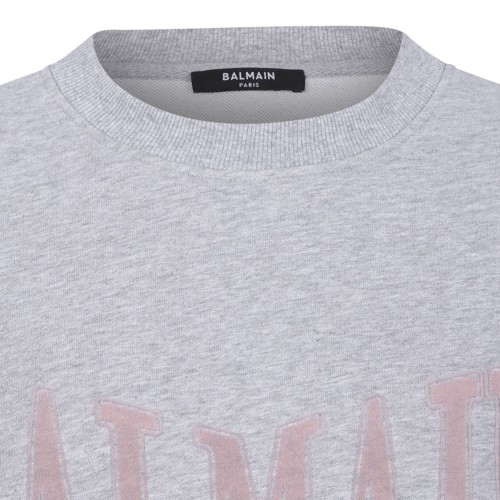 Light Grey Cotton Sweatshirt With Logo Print