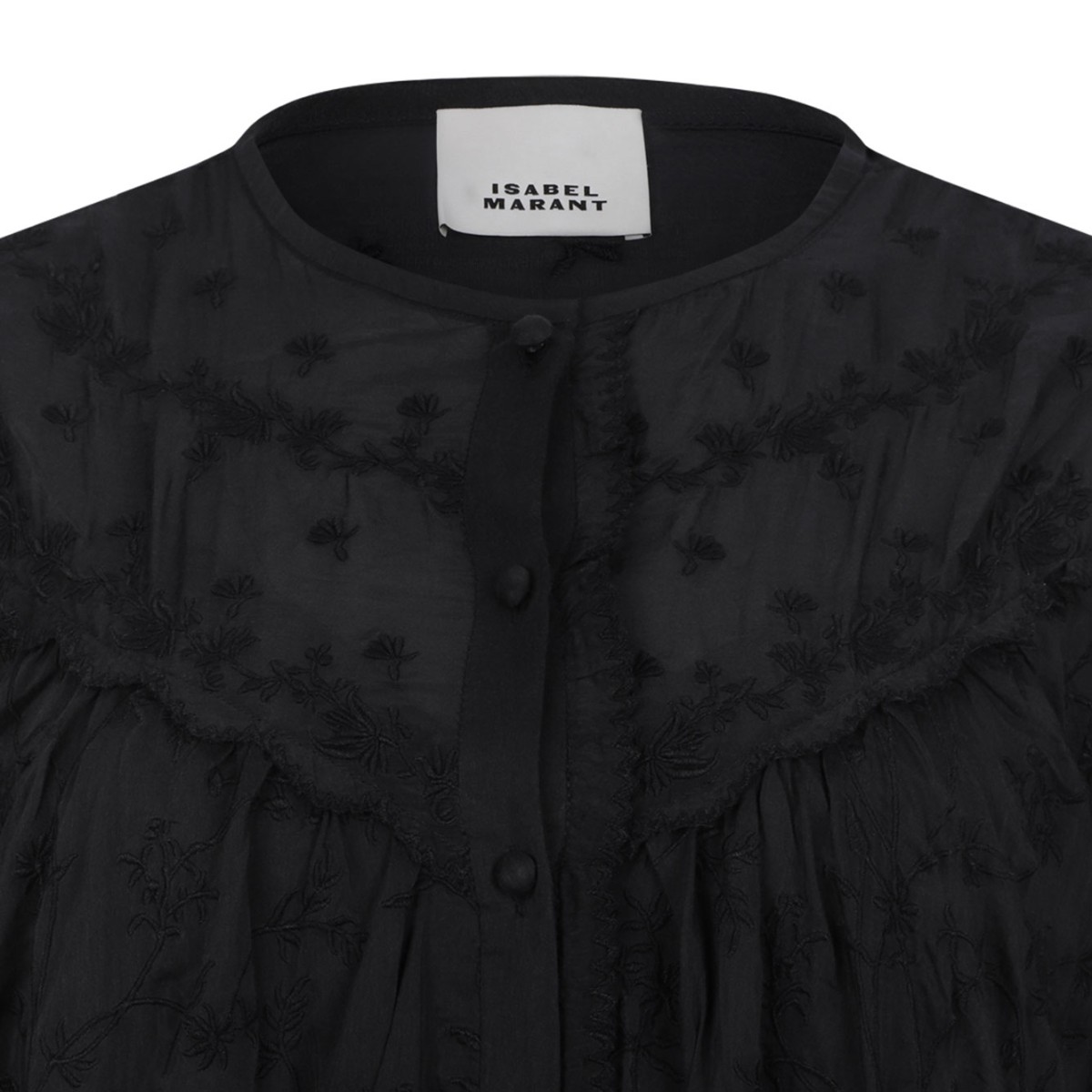 Black Short Dress In Silk Cotton With Zame Flowers