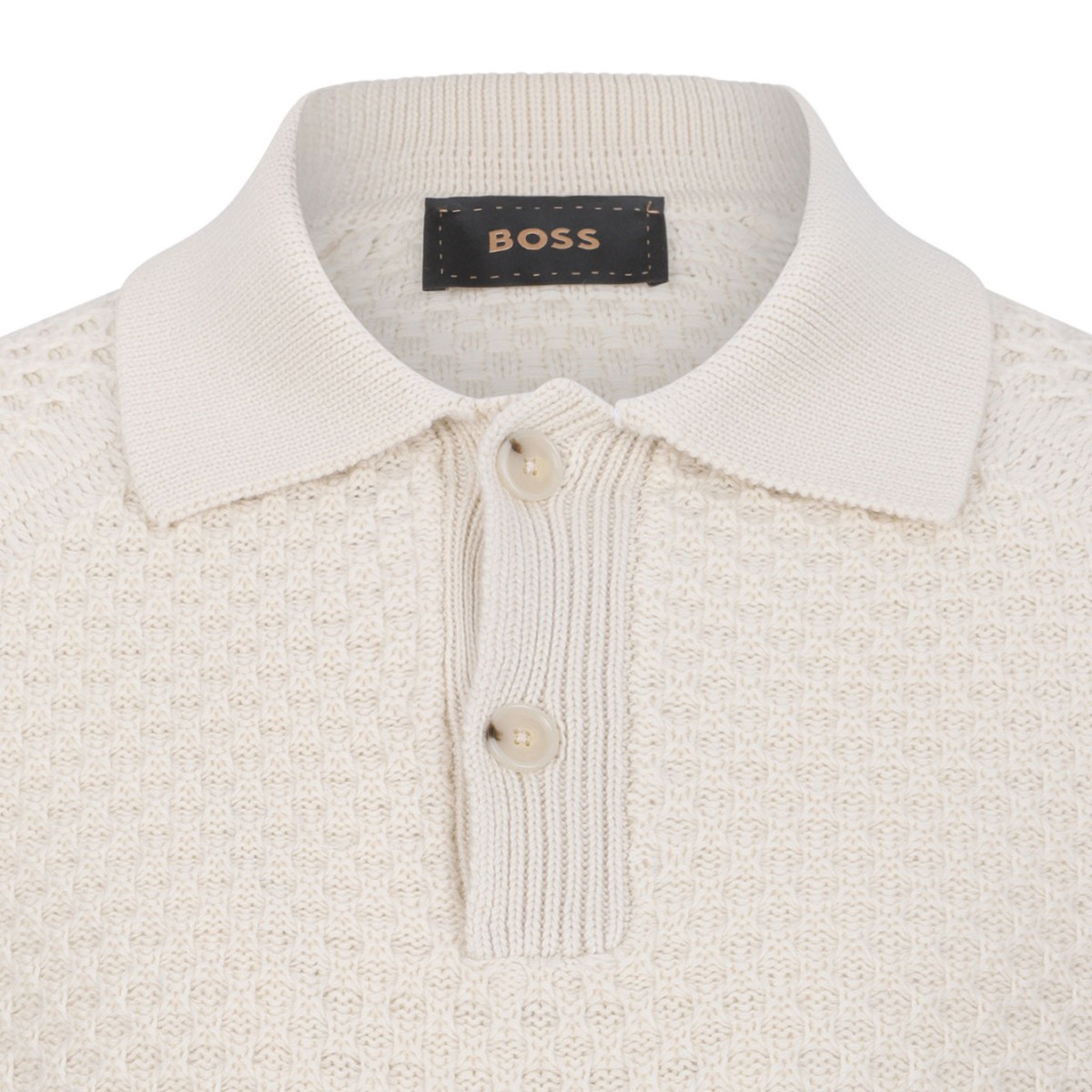 Neutral Color Relaxed Fit Knitted Cashmere Sweater With Polo Collar