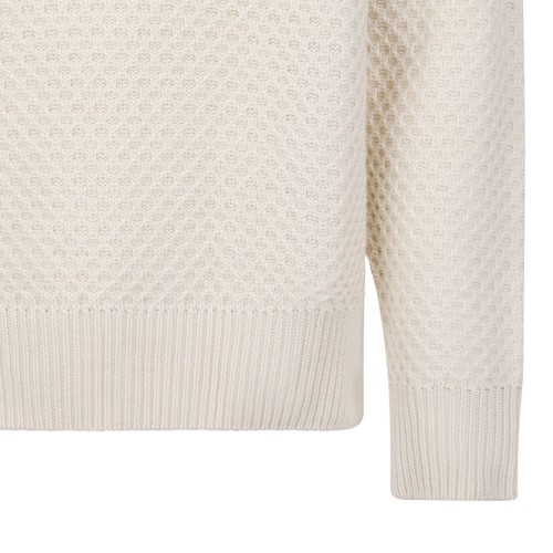 Neutral Color Relaxed Fit Knitted Cashmere Sweater With Polo Collar